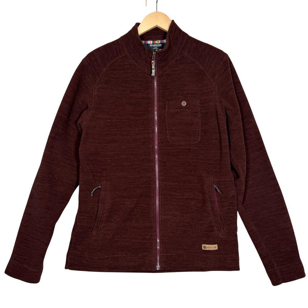 Sherpa Adventure Gear Full Zip Fleece Jacket Large Burgundy Outdoor Hiking
